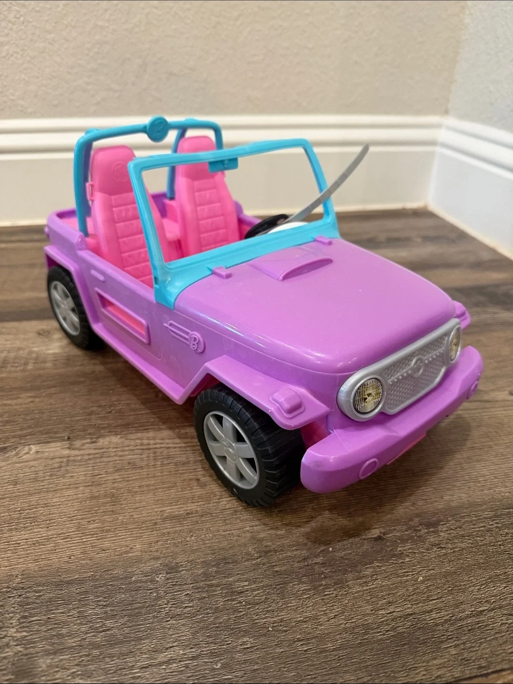 Barbie Purple & Pink Convertible Jeep Toy with Blue Windshield